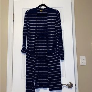 EUC Life is Good Navy and White duster sweater